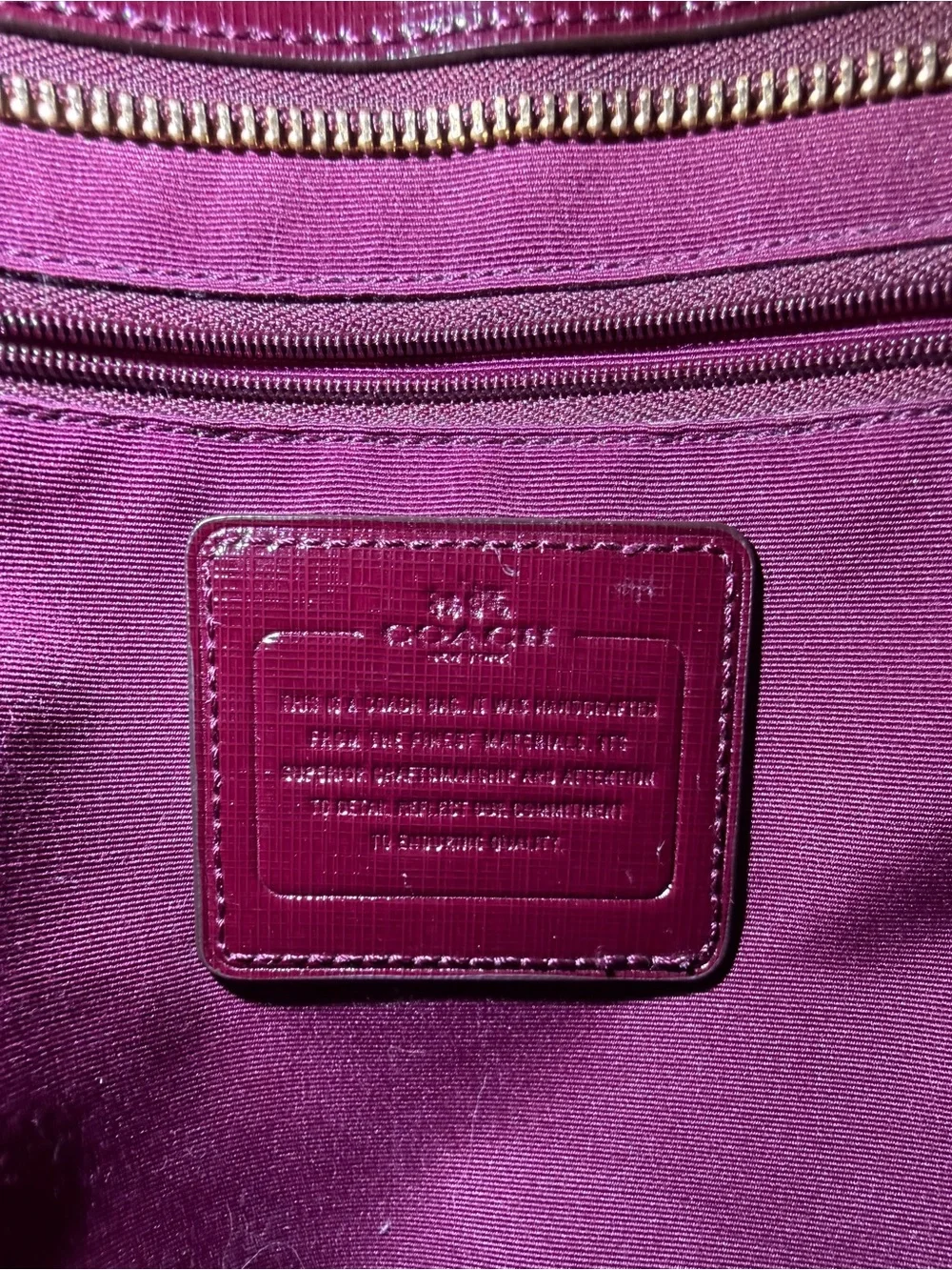 Coach Peyton Burgundy Patent Leather Tote Bag - Picture 5 of 8